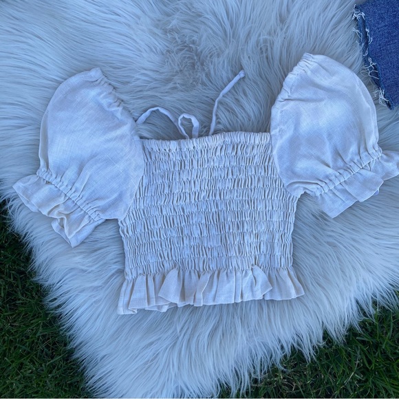 Faithful the Brand smocked cream crop top 2 - Picture 4 of 7